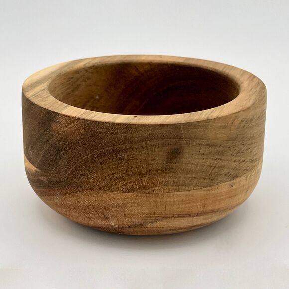 Small Natural Wood Bowl Rustic Salt Cellar Condiment Dish Jewelry Holder Decor - Picture 1 of 2